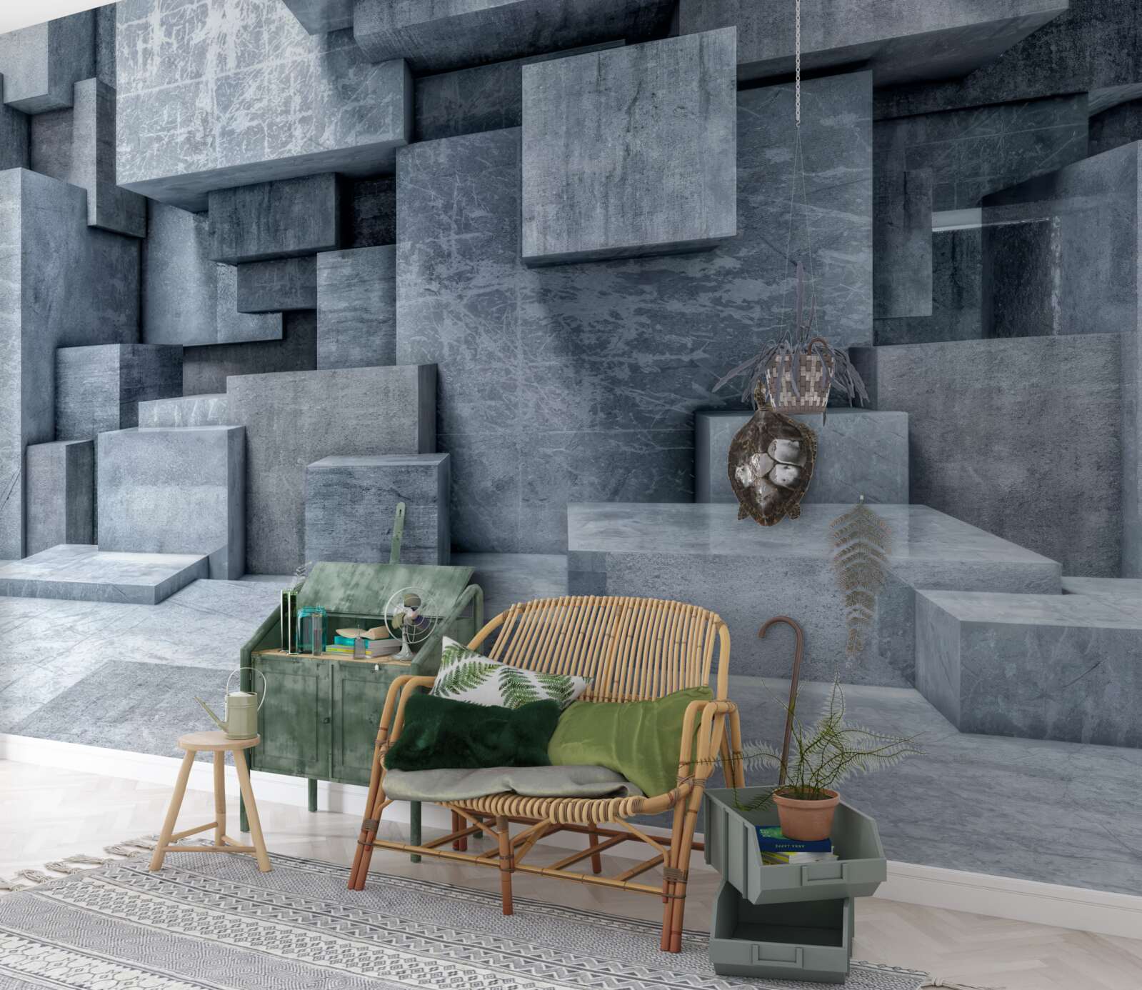 Fototapeta trojrozmerné sivé kocky