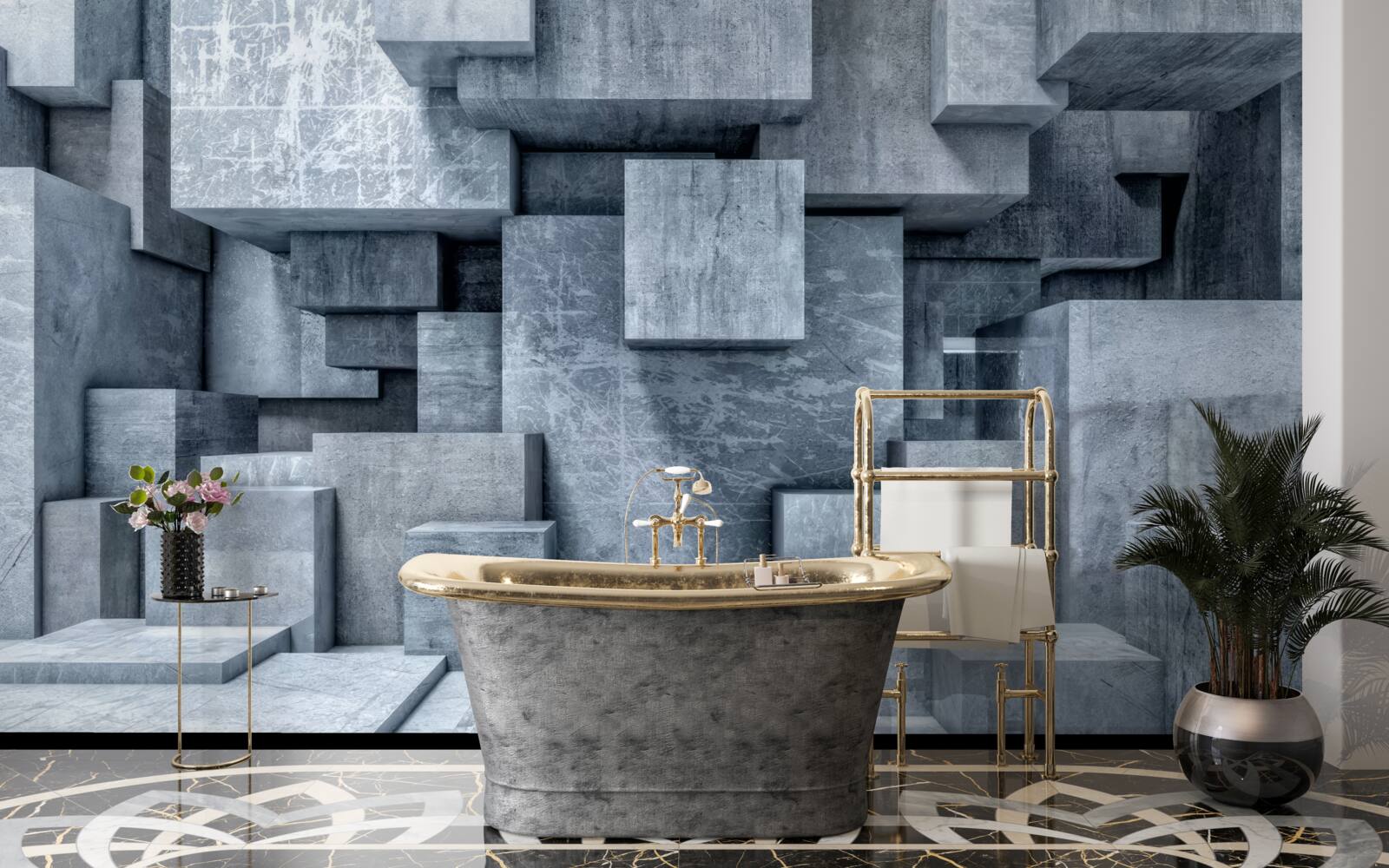 Fototapeta trojrozmerné sivé kocky