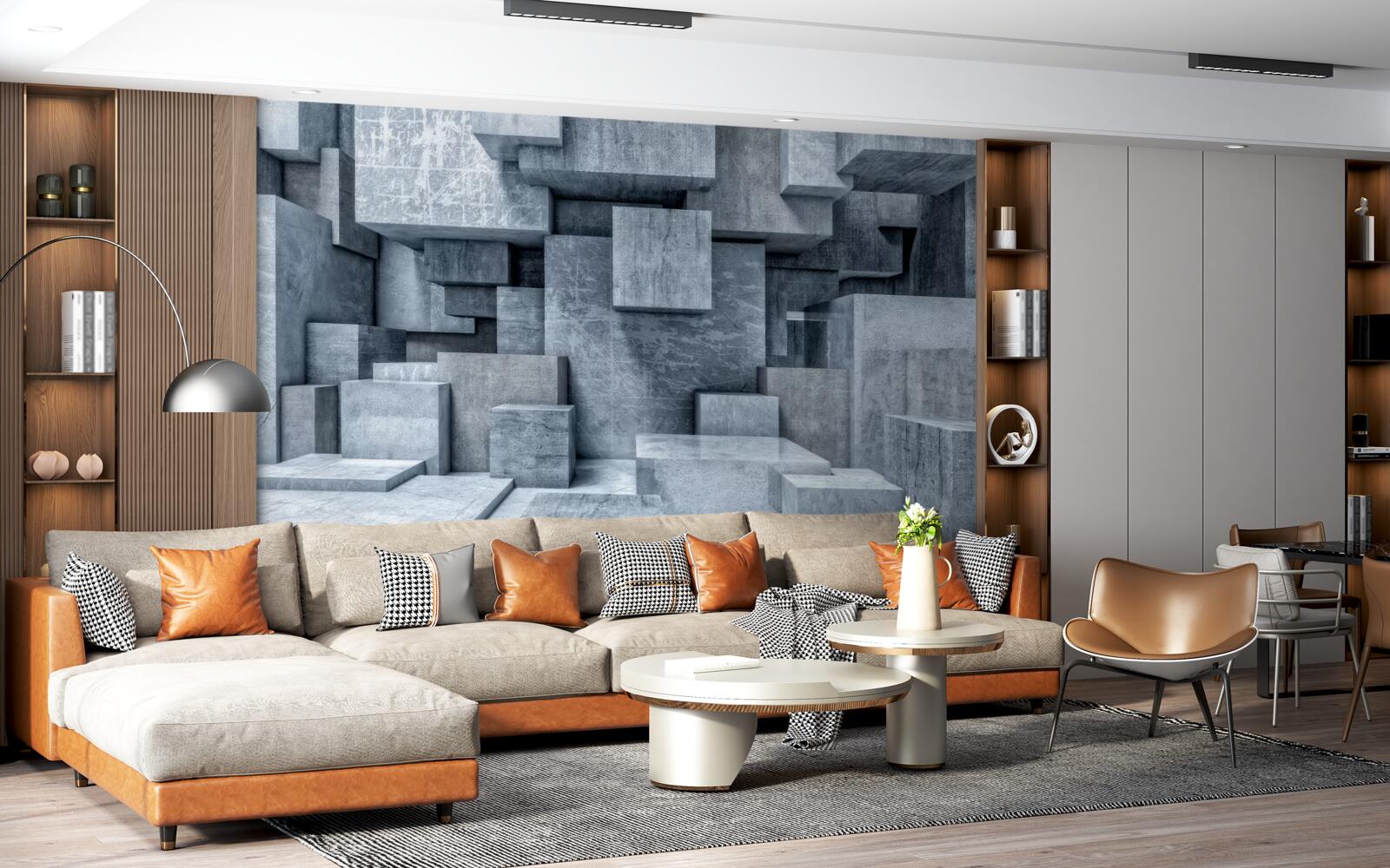 Fototapeta trojrozmerné sivé kocky