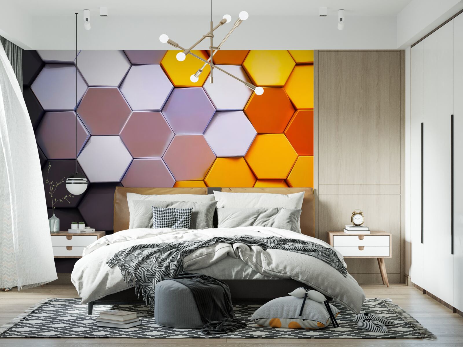 Fototapeta viacfarebné šesťuholníkové tvary