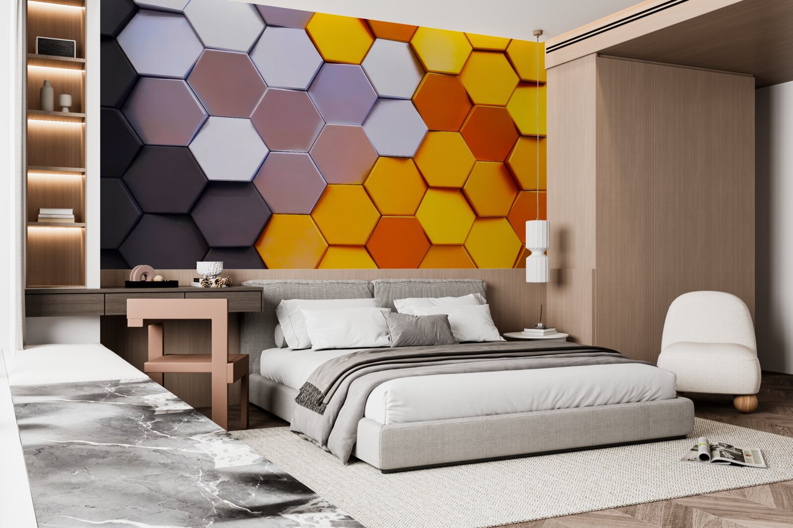 Fototapeta viacfarebné šesťuholníkové tvary