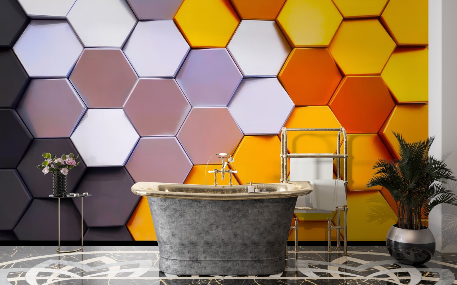 Fototapeta viacfarebné šesťuholníkové tvary