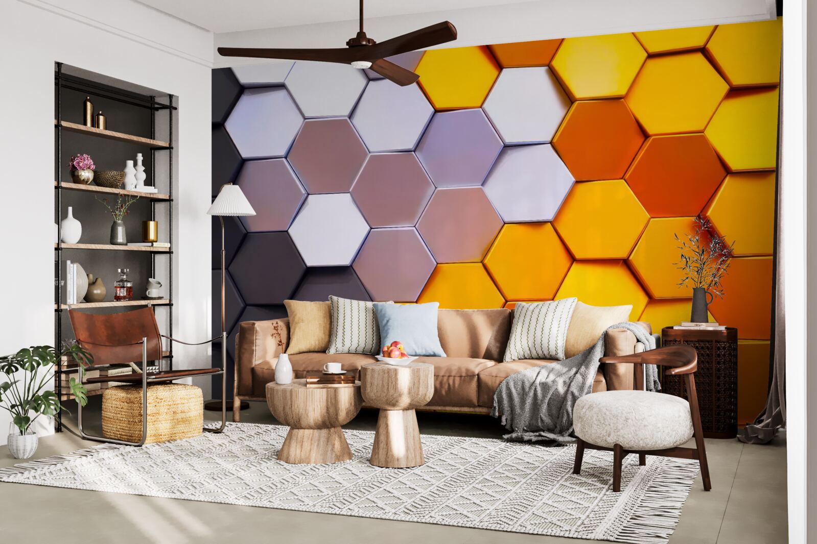 Fototapeta viacfarebné šesťuholníkové tvary