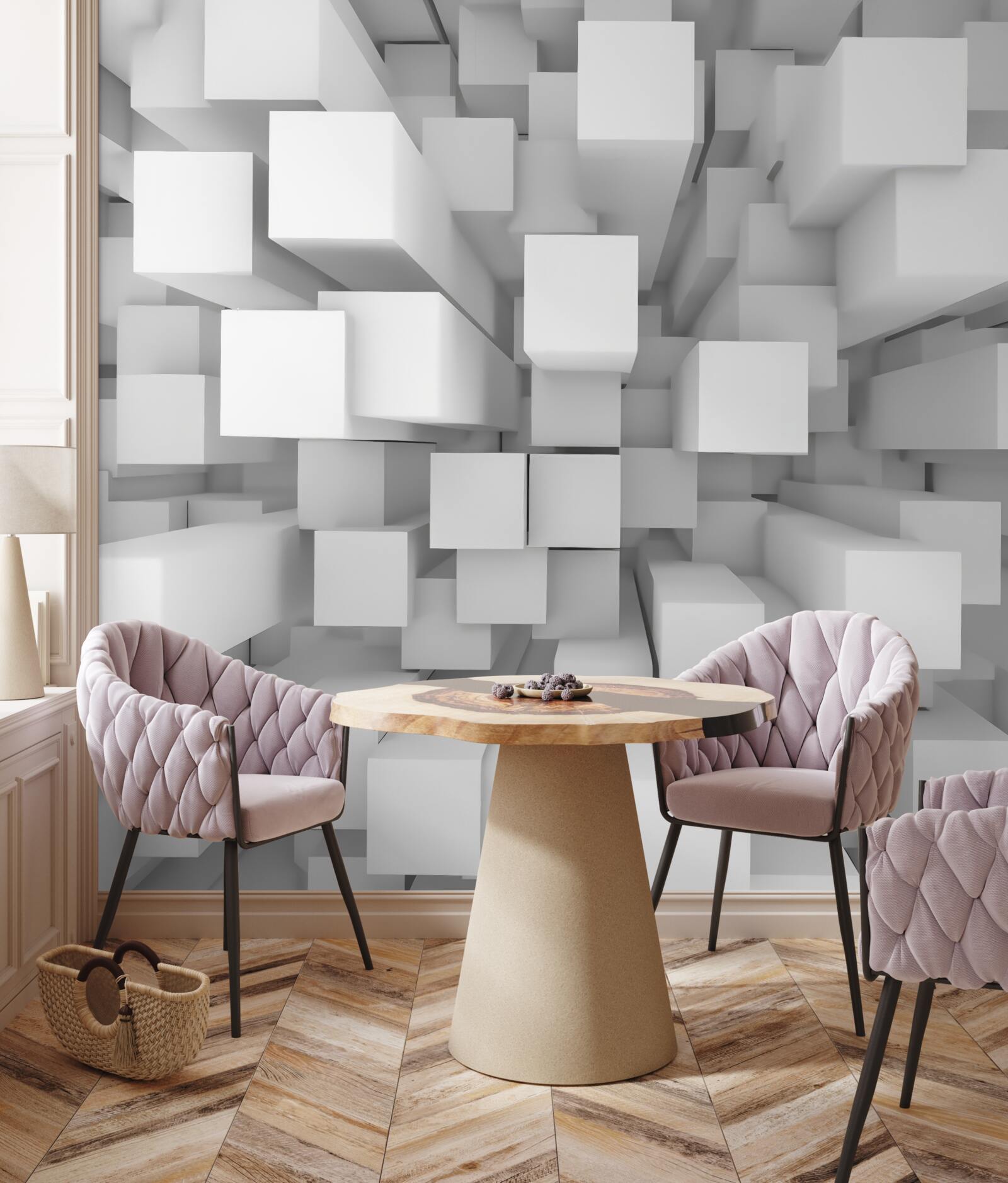 Fototapeta trojrozmerné biele rovnobežnosteny