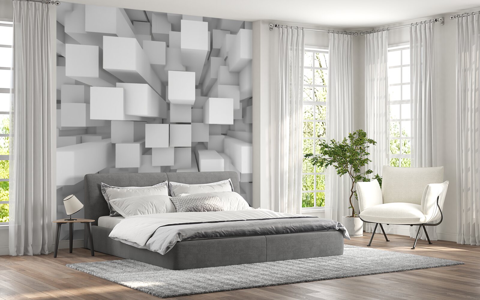 Fototapeta trojrozmerné biele rovnobežnosteny