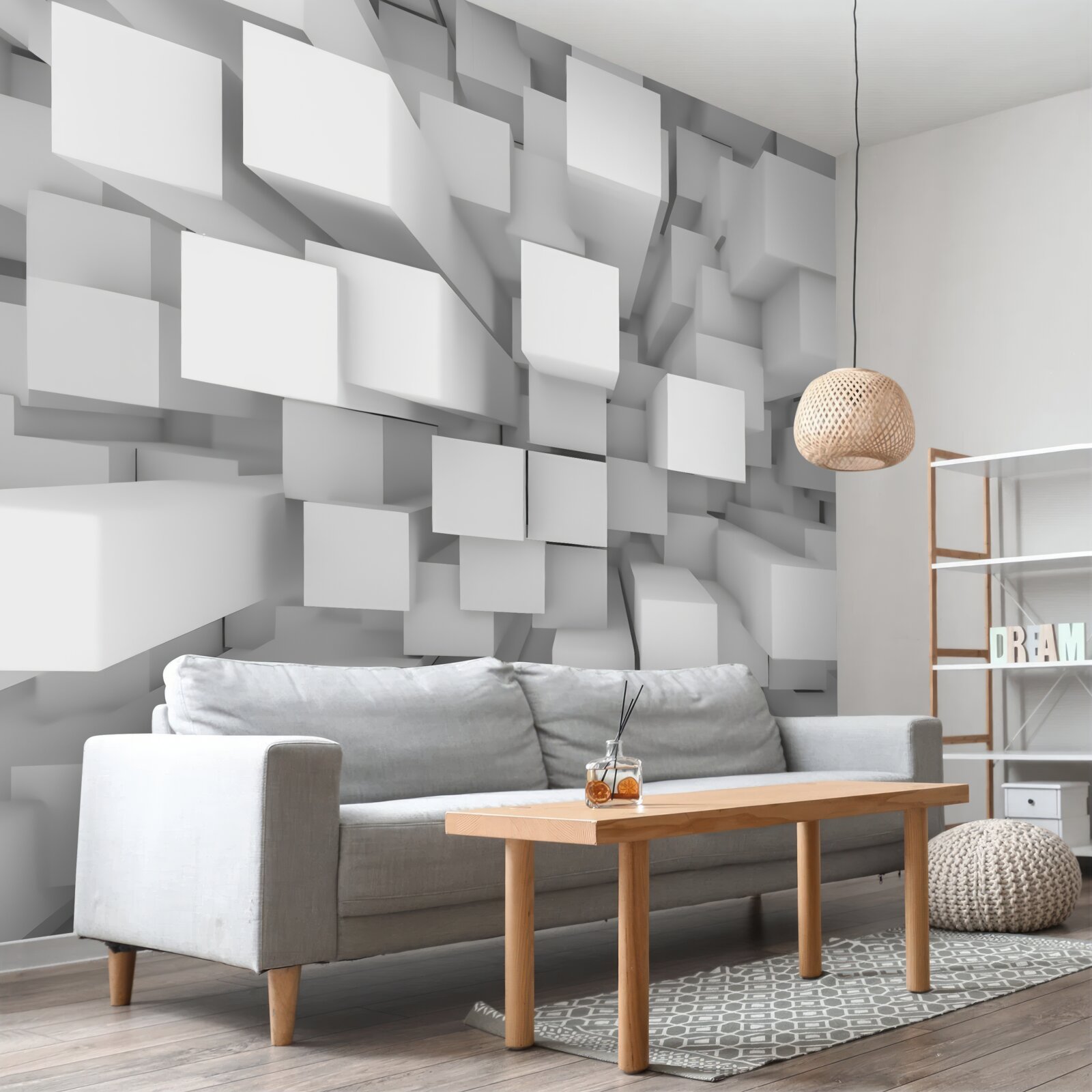 Fototapeta trojrozmerné biele rovnobežnosteny