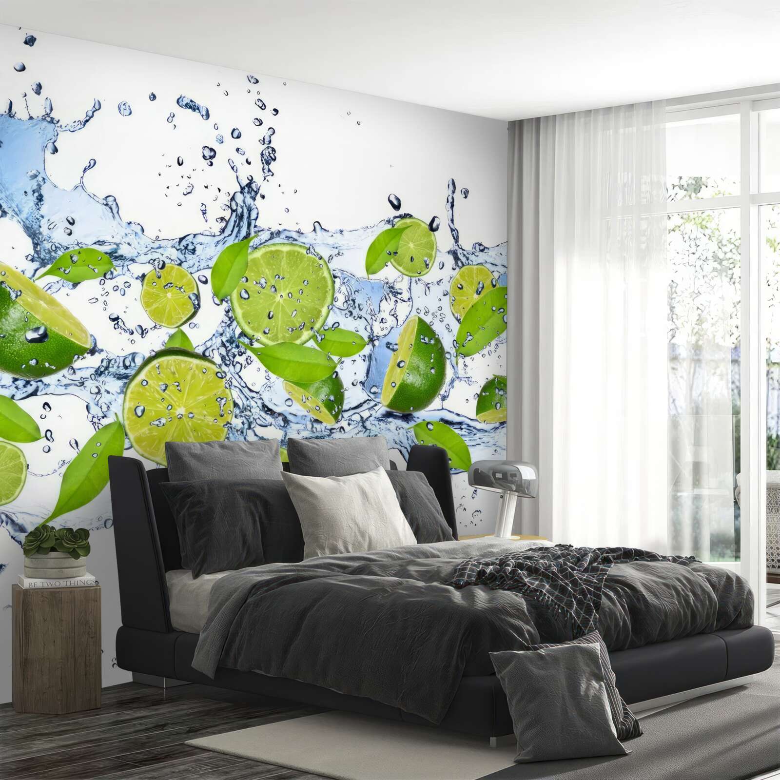 Fototapeta limetky nakrájané na plátky a vložené do vody