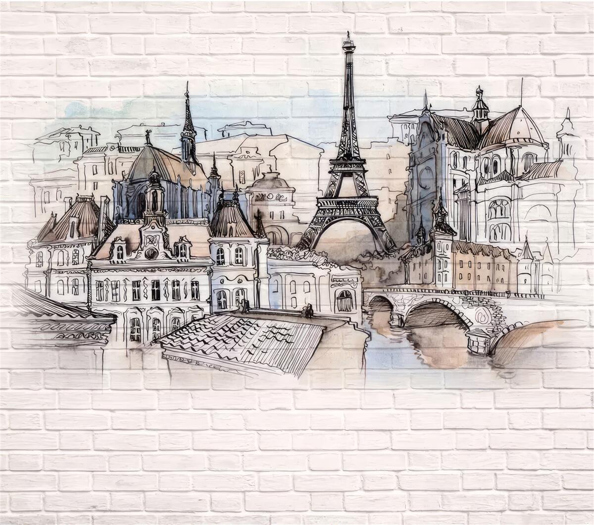 Fototapeta obraz Paríža na tehlovej stene