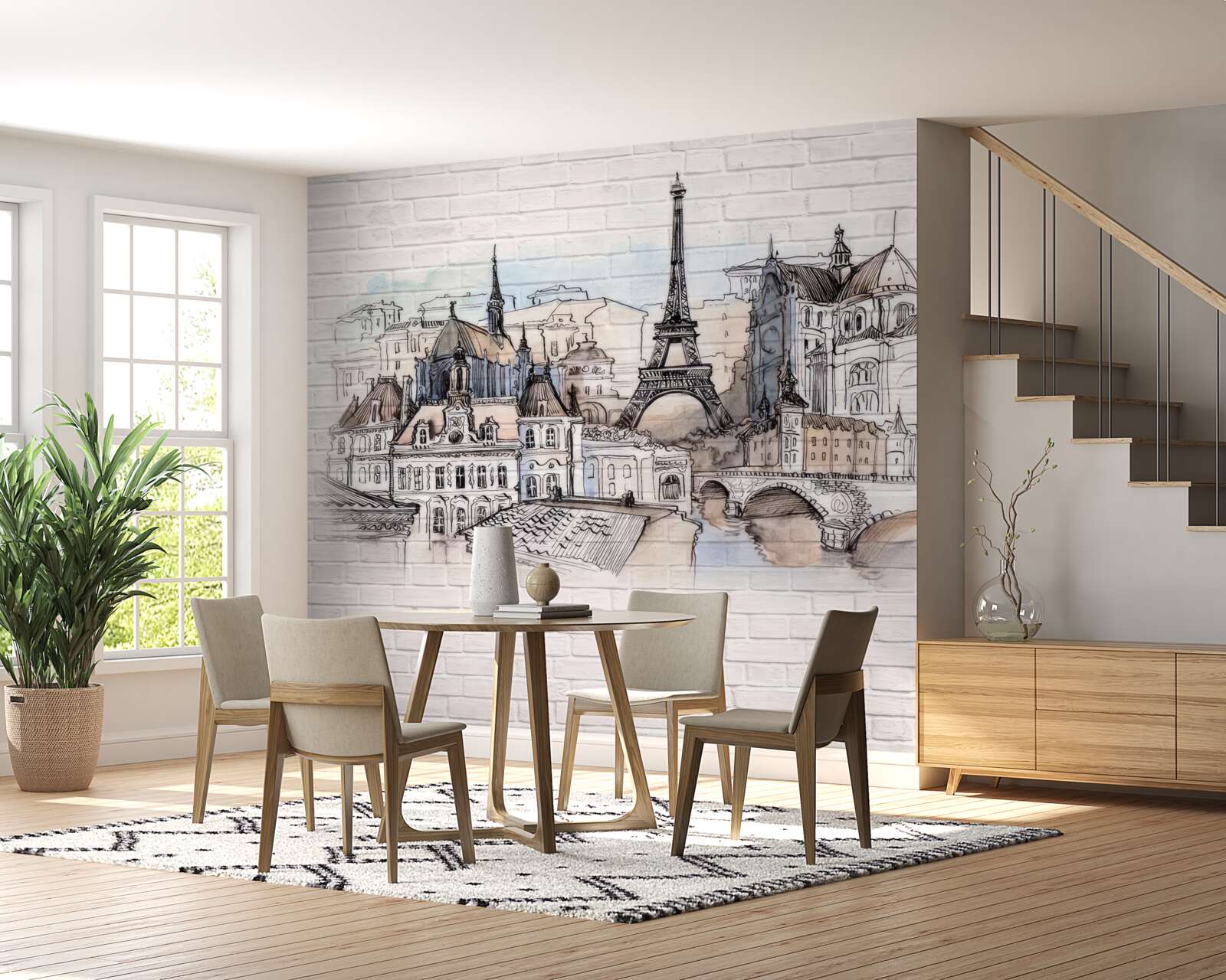 Fototapeta obraz Paríža na tehlovej stene