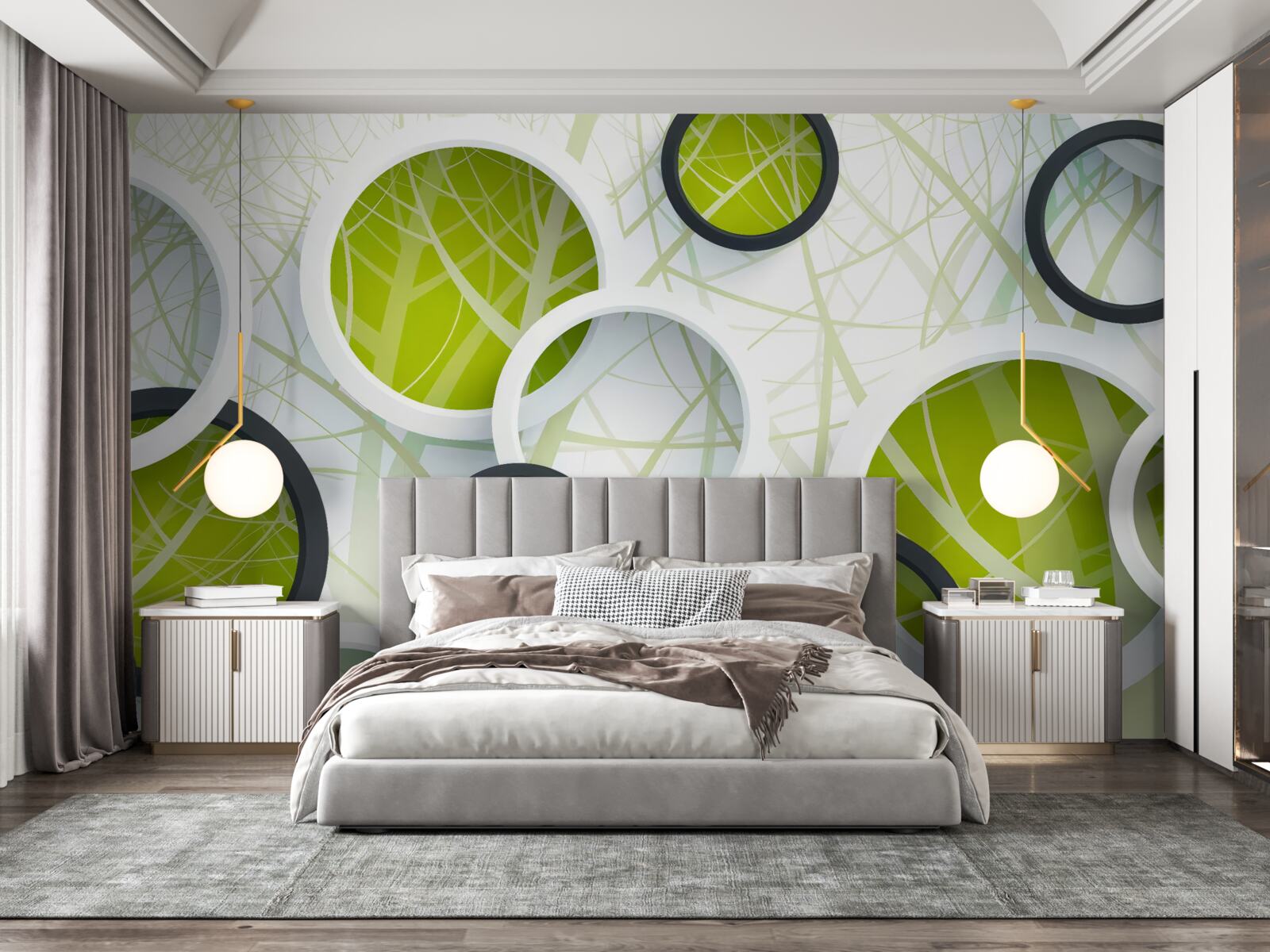 Fototapeta pozadie pozostávajúce z objemných čiernych a bielych kruhov