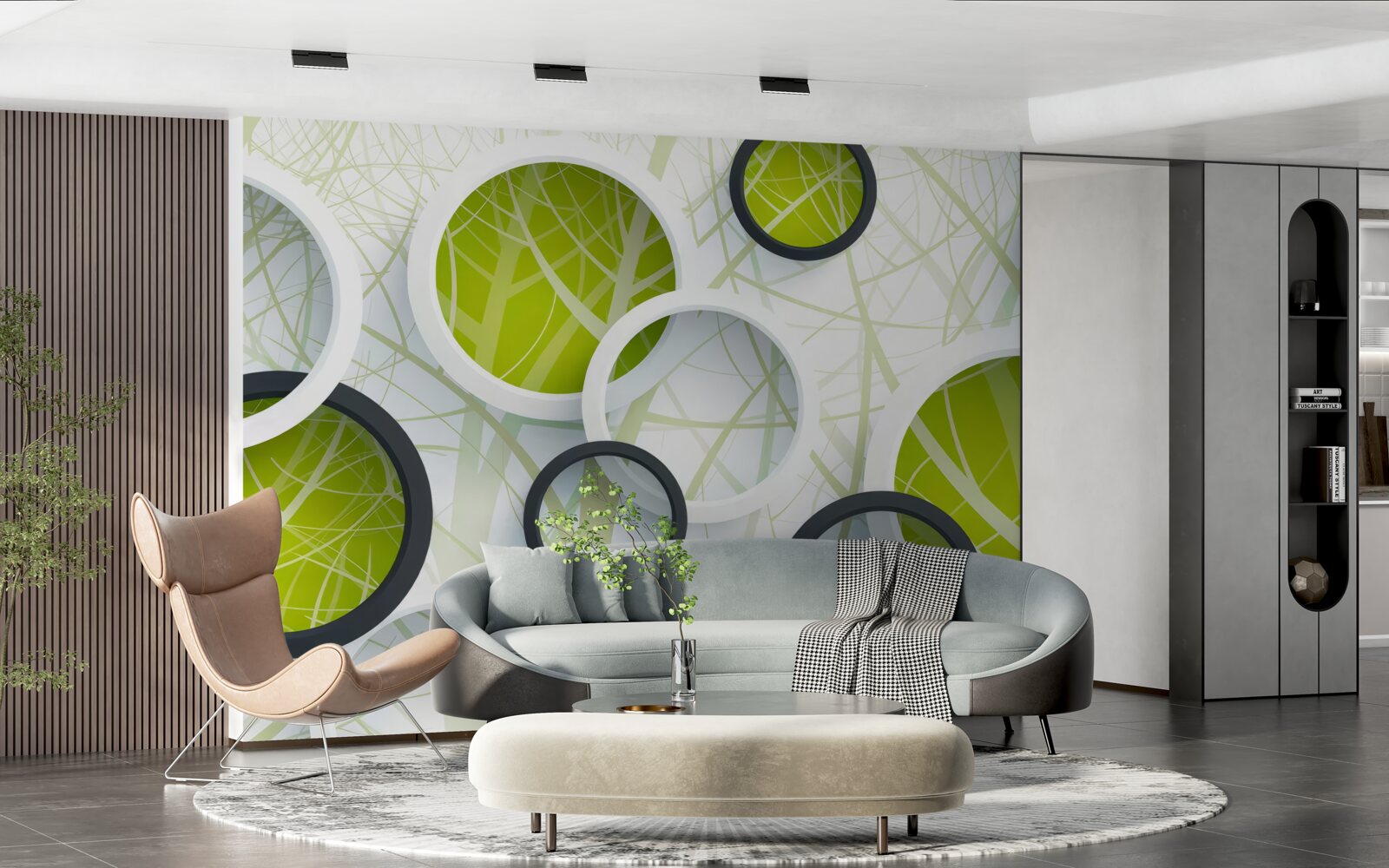 Fototapeta pozadie pozostávajúce z objemných čiernych a bielych kruhov