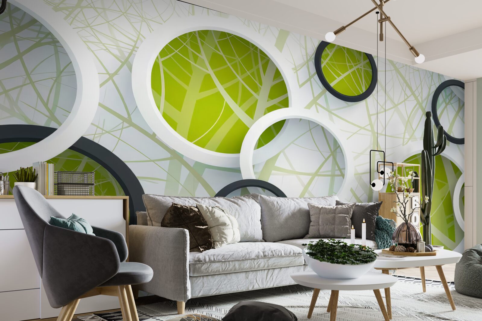 Fototapeta pozadie pozostávajúce z objemných čiernych a bielych kruhov