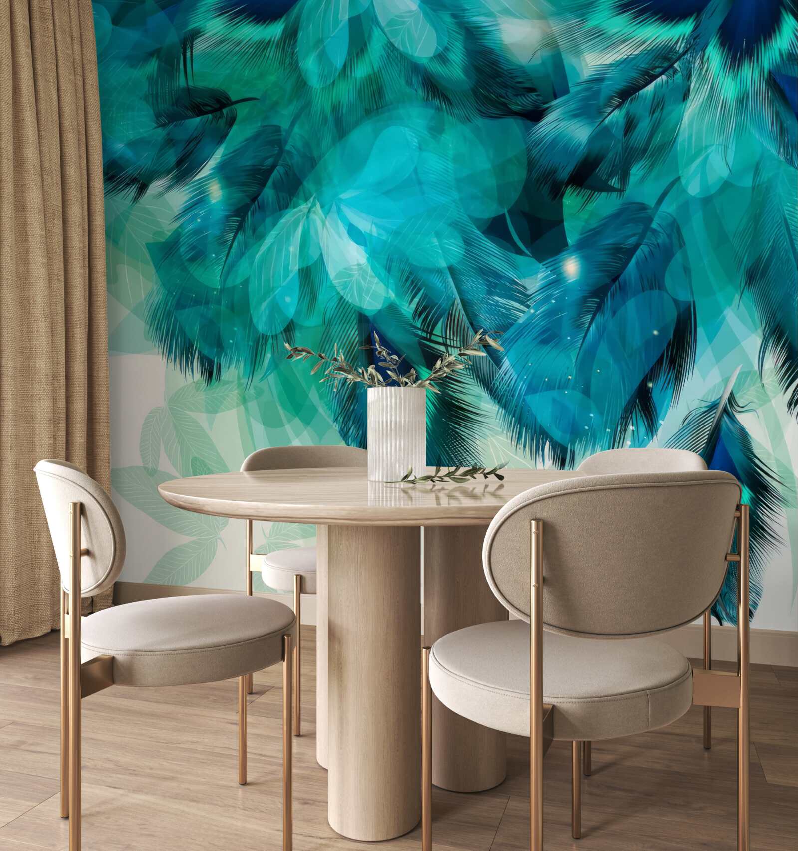 Fototapeta pávie perá s tyrkysovým odtieňom