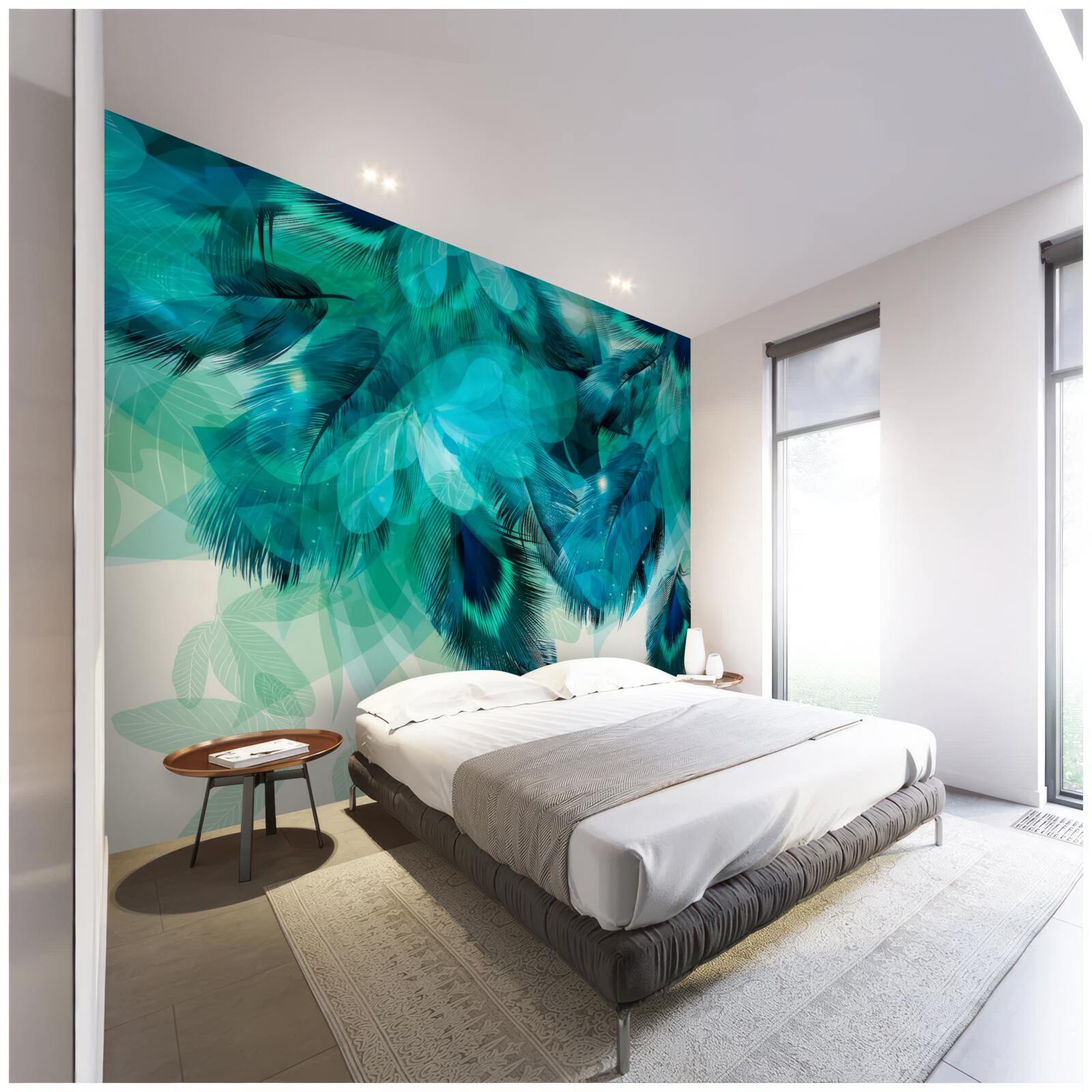 Fototapeta pávie perá s tyrkysovým odtieňom