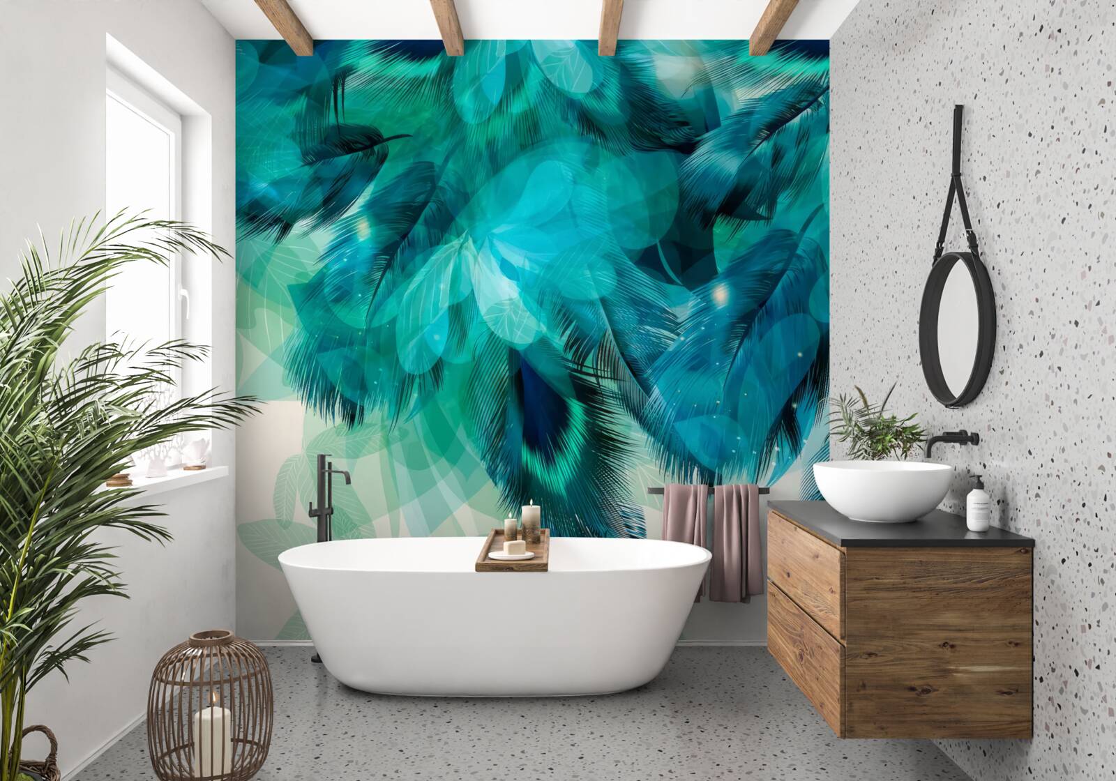 Fototapeta pávie perá s tyrkysovým odtieňom