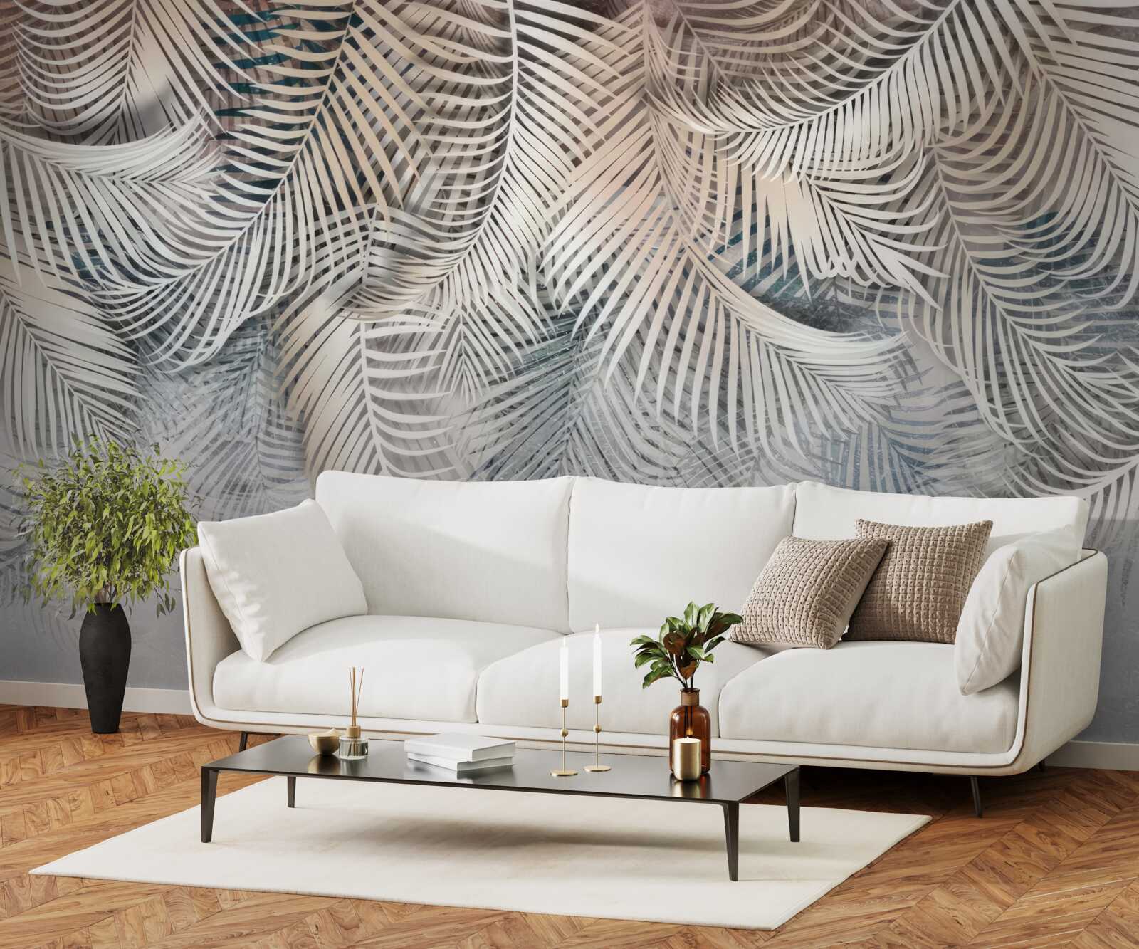 Fototapeta listy paprade sú svetlé a hnedé