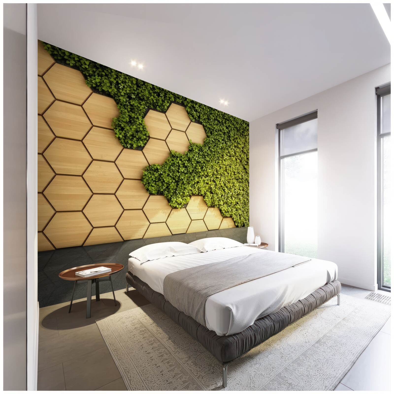 Fototapeta zelený brečtan obtočený okolo hnedej steny