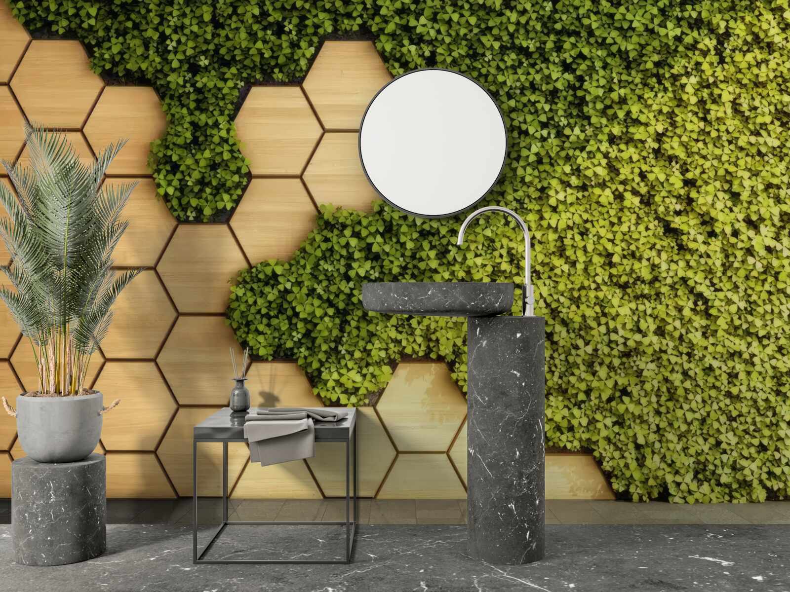 Fototapeta zelený brečtan obtočený okolo hnedej steny