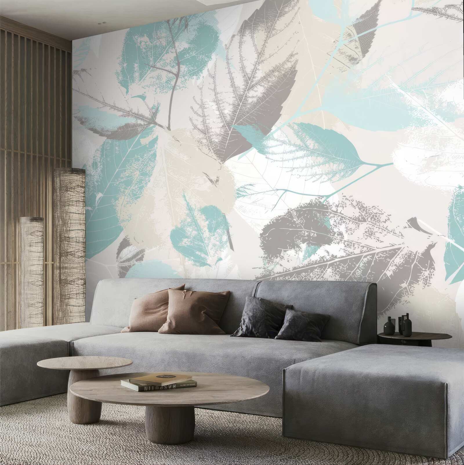 Fototapeta listy maľované vo svetlom odtieni