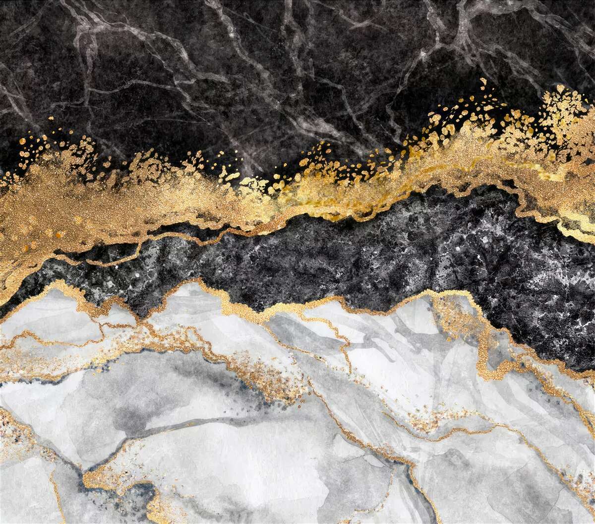 Fototapeta mramor v odtieňoch čiernej, bielej a zlatej