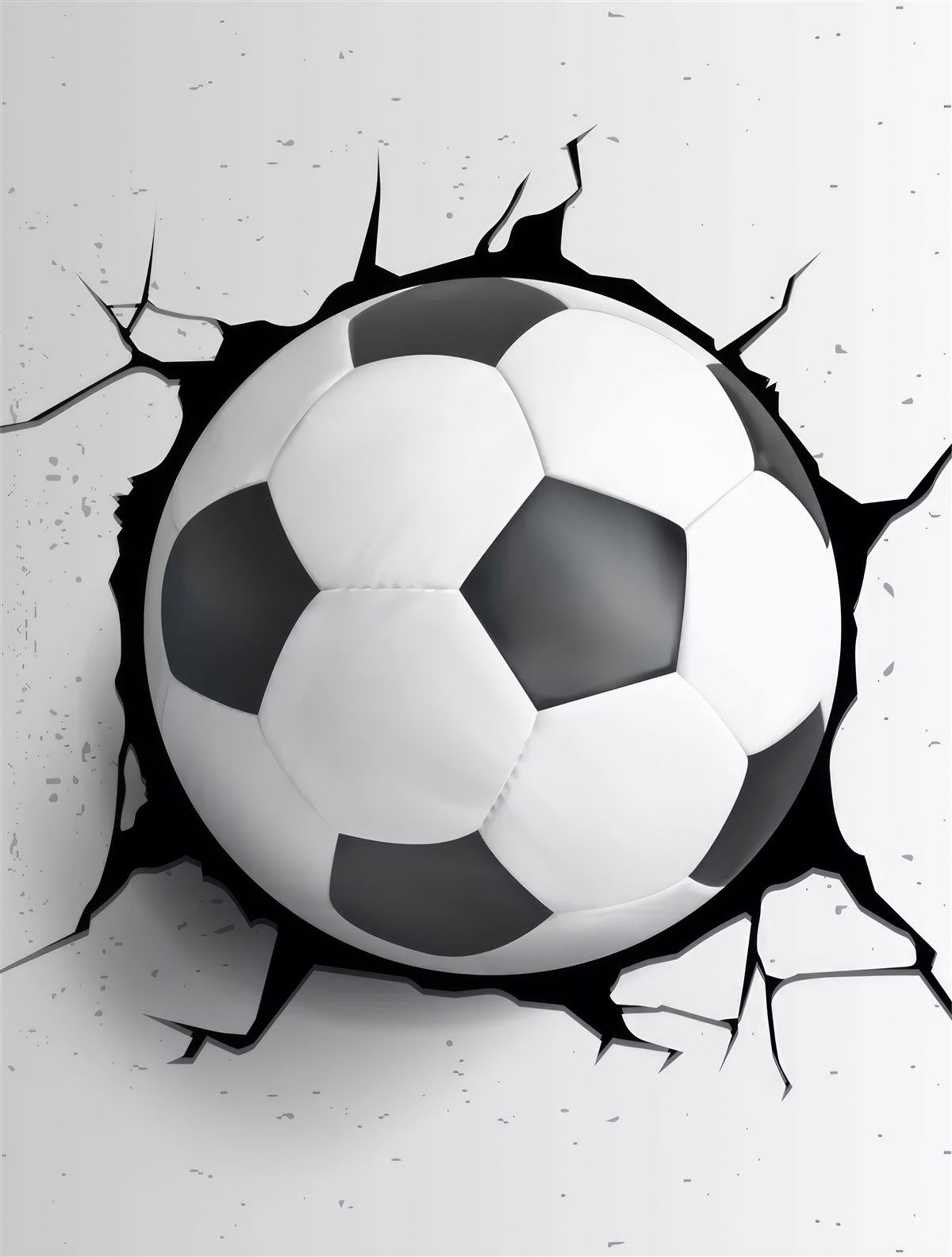 Fototapeta zo steny trčí futbalová lopta