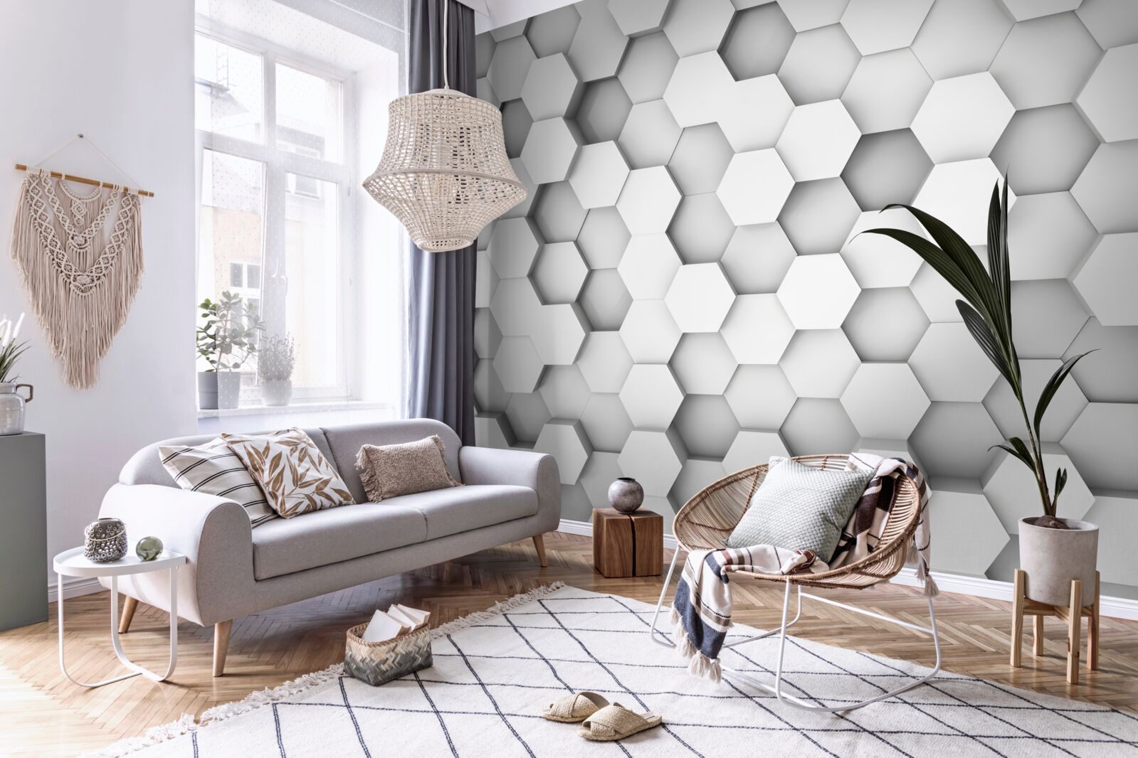 Fototapeta pozadie jasných šesťuholníkov