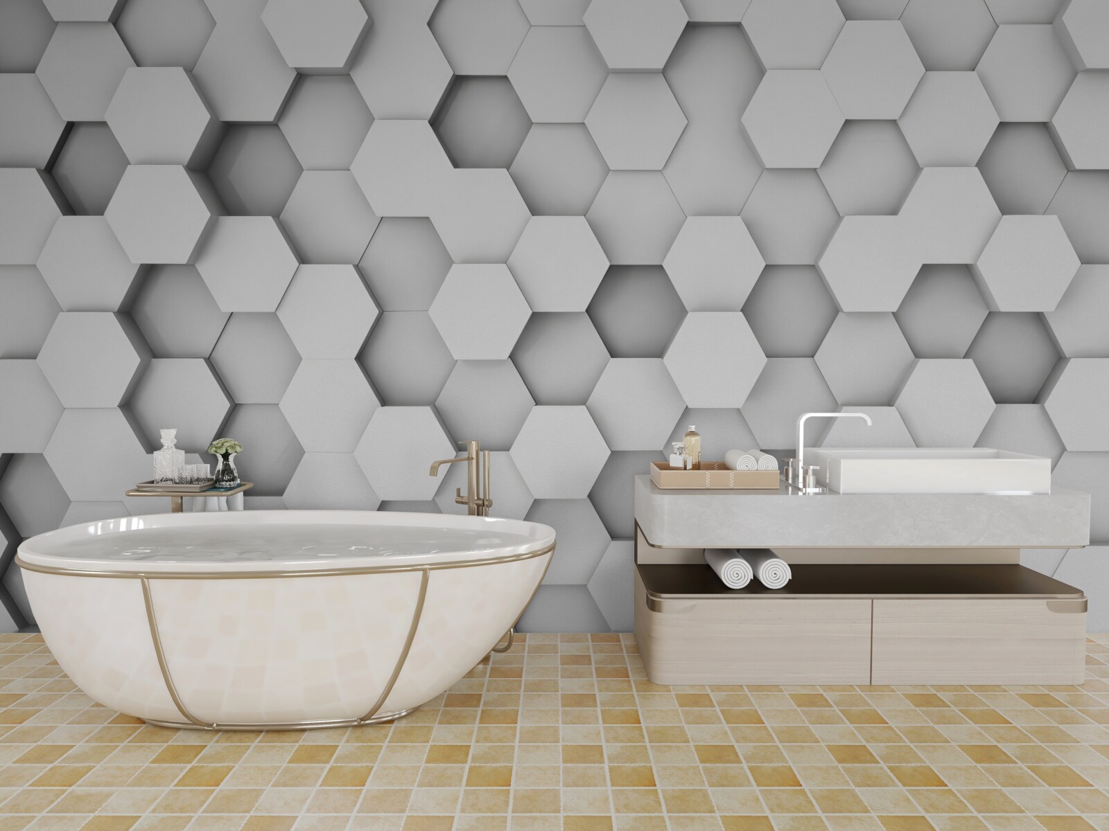 Fototapeta pozadie jasných šesťuholníkov