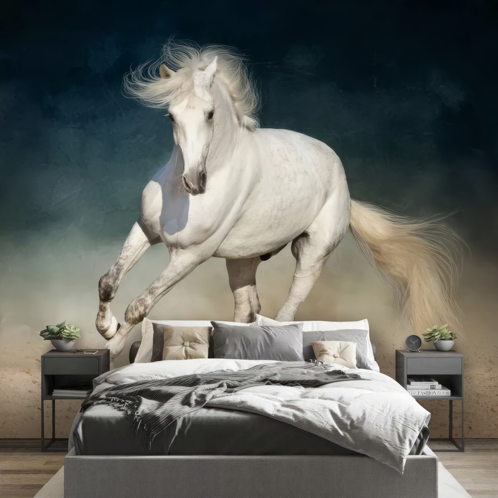 Fototapeta beží biely kôň