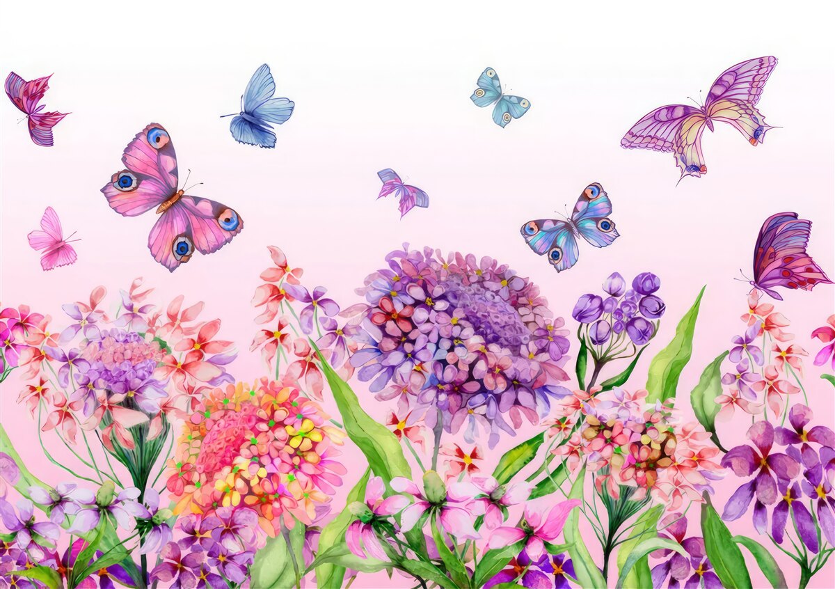 Fototapeta motýle lietajú nad kvetmi