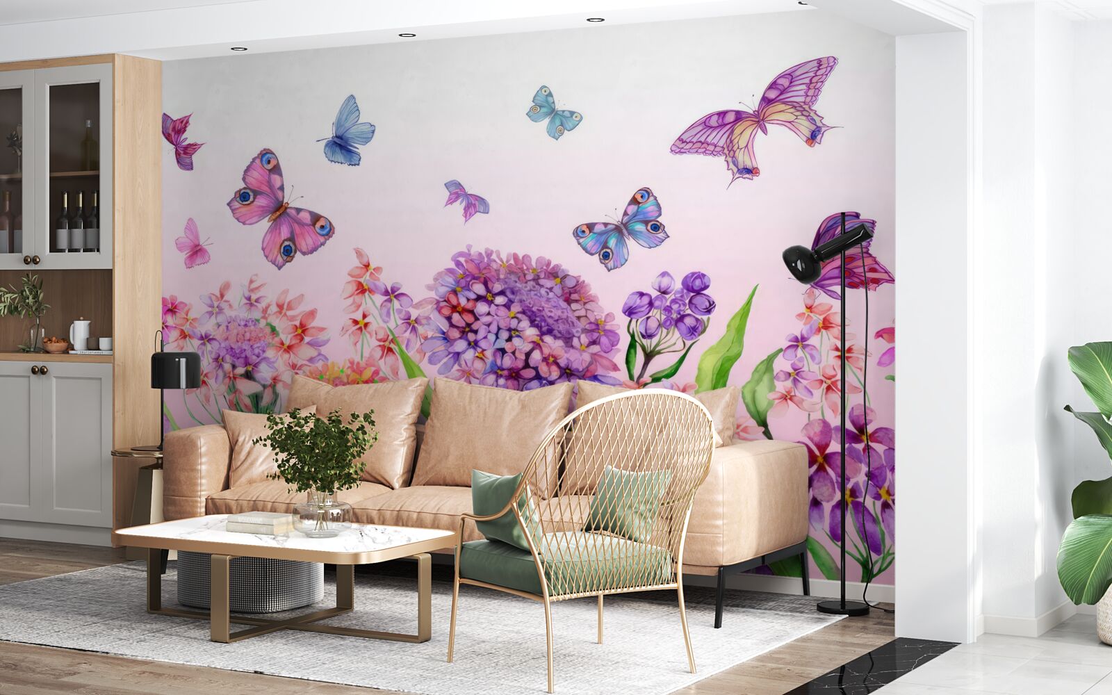 Fototapeta motýle lietajú nad kvetmi