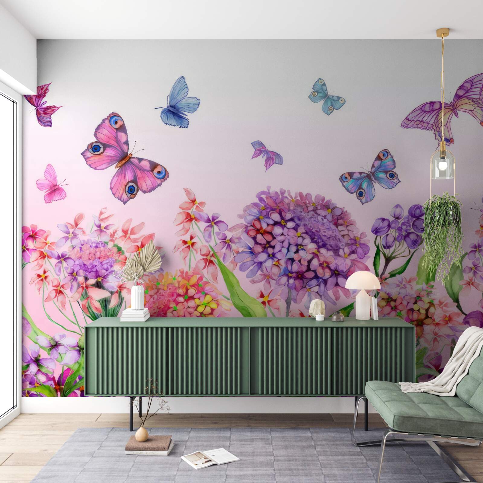 Fototapeta motýle lietajú nad kvetmi