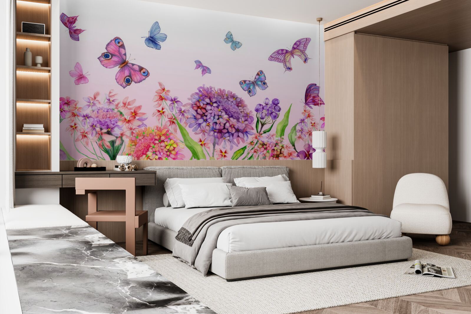 Fototapeta motýle lietajú nad kvetmi