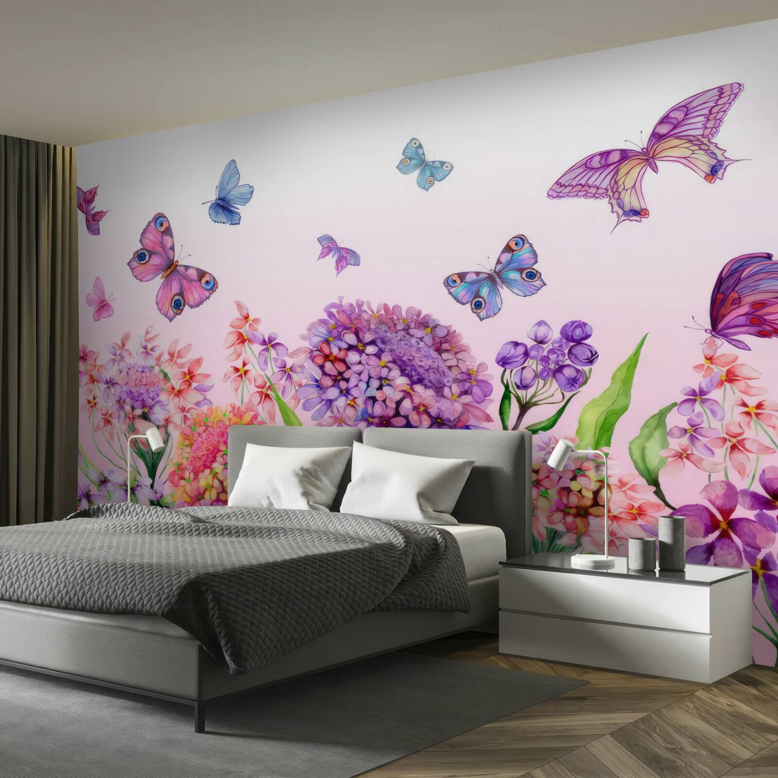 Fototapeta motýle lietajú nad kvetmi