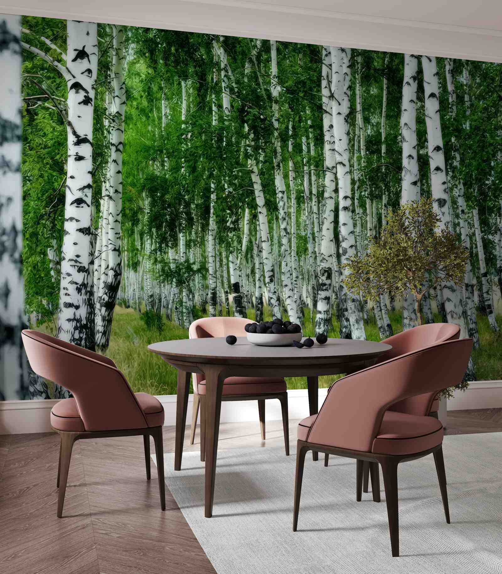 Fototapeta hustý brezový háj