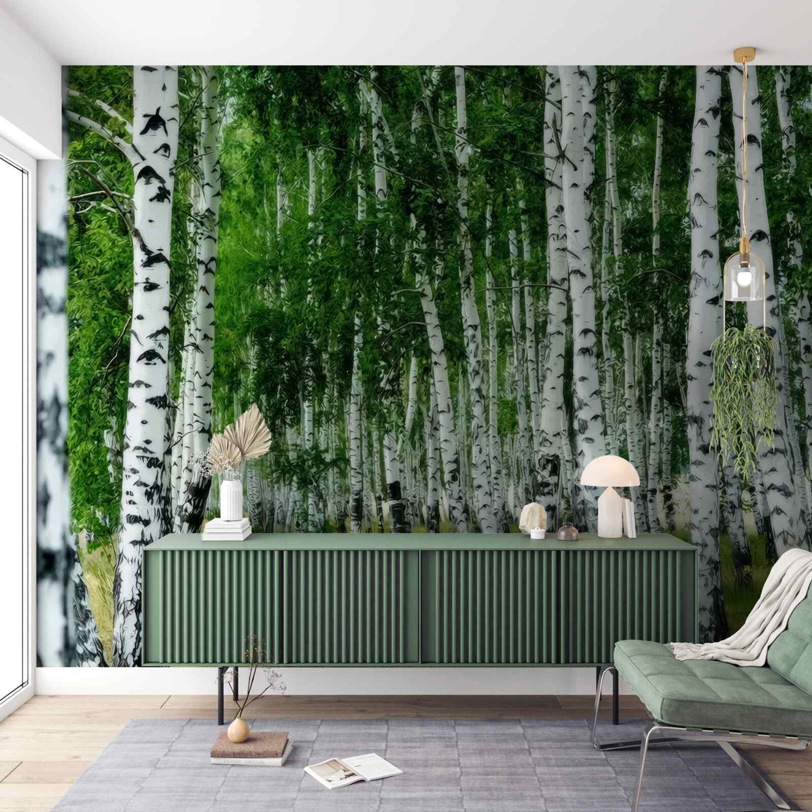 Fototapeta hustý brezový háj