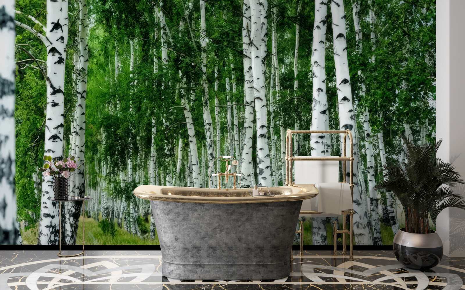 Fototapeta hustý brezový háj