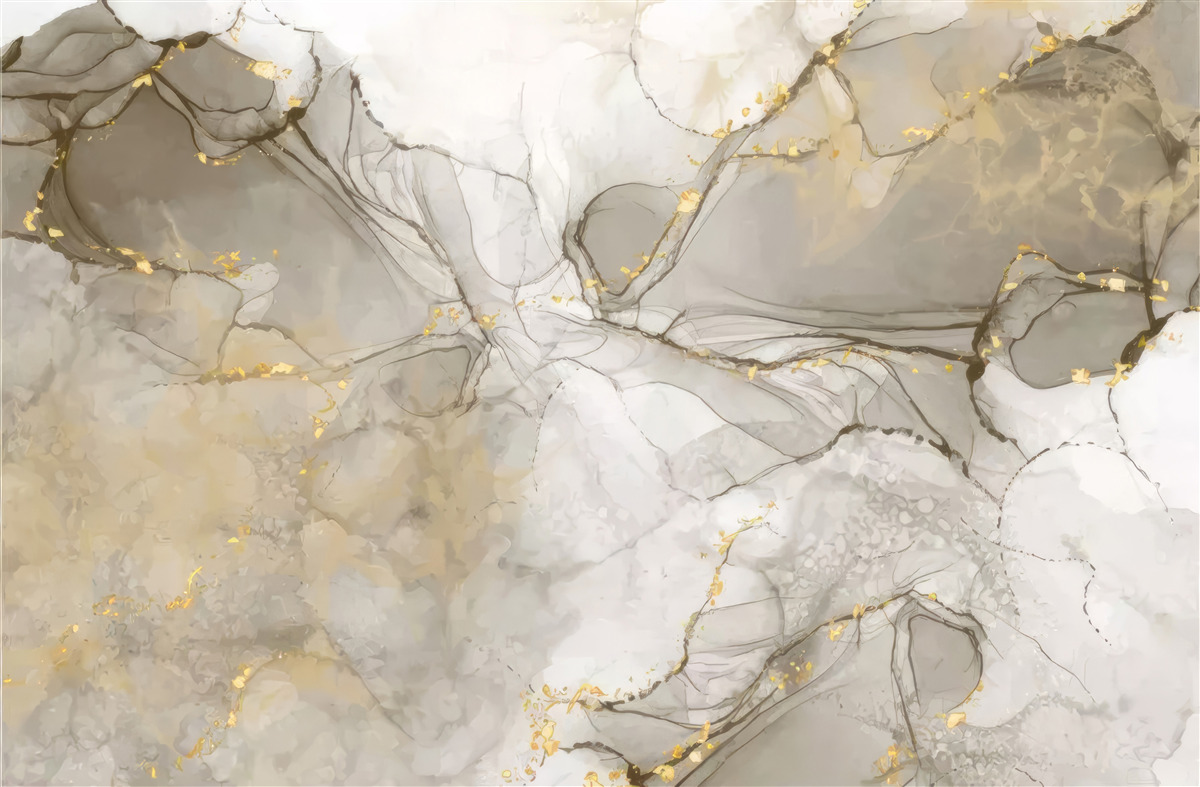 Fototapeta biela a sivá s pozláteným mramorom