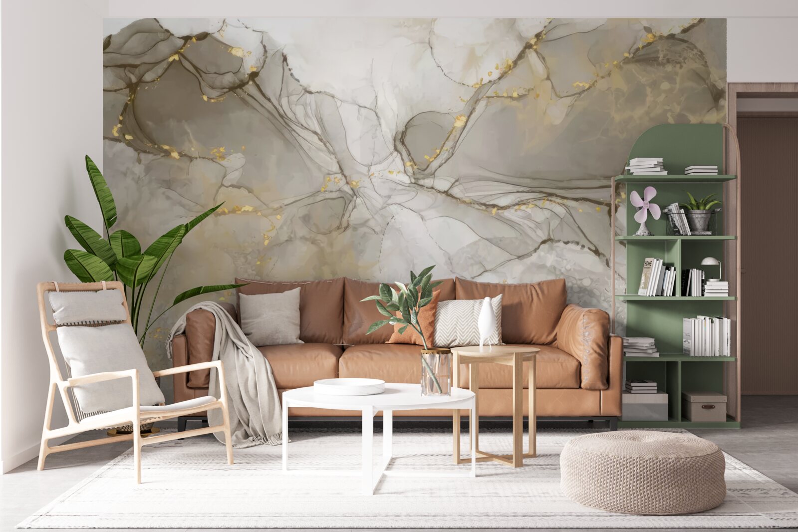 Fototapeta biela a sivá s pozláteným mramorom