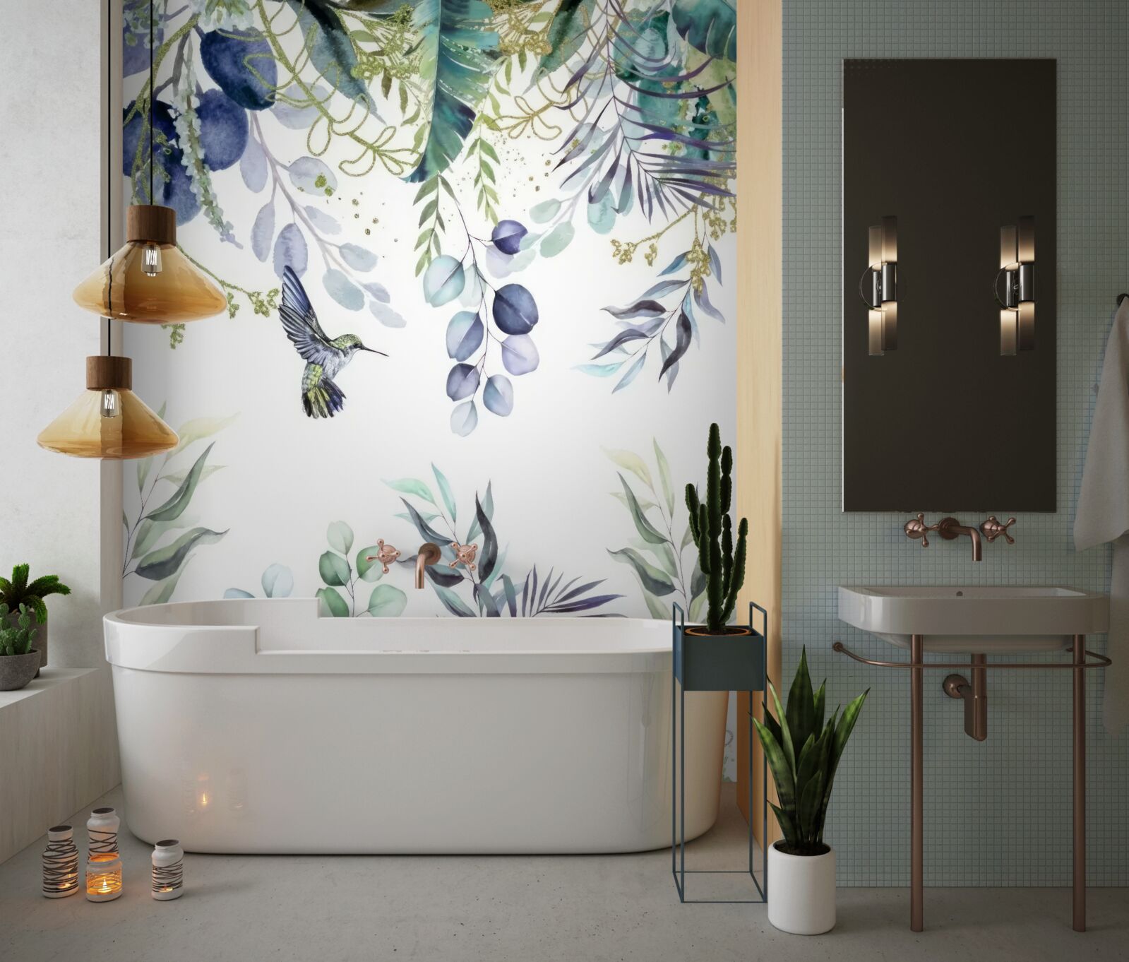 Fototapeta kolibrík sa blíži ku kvetu