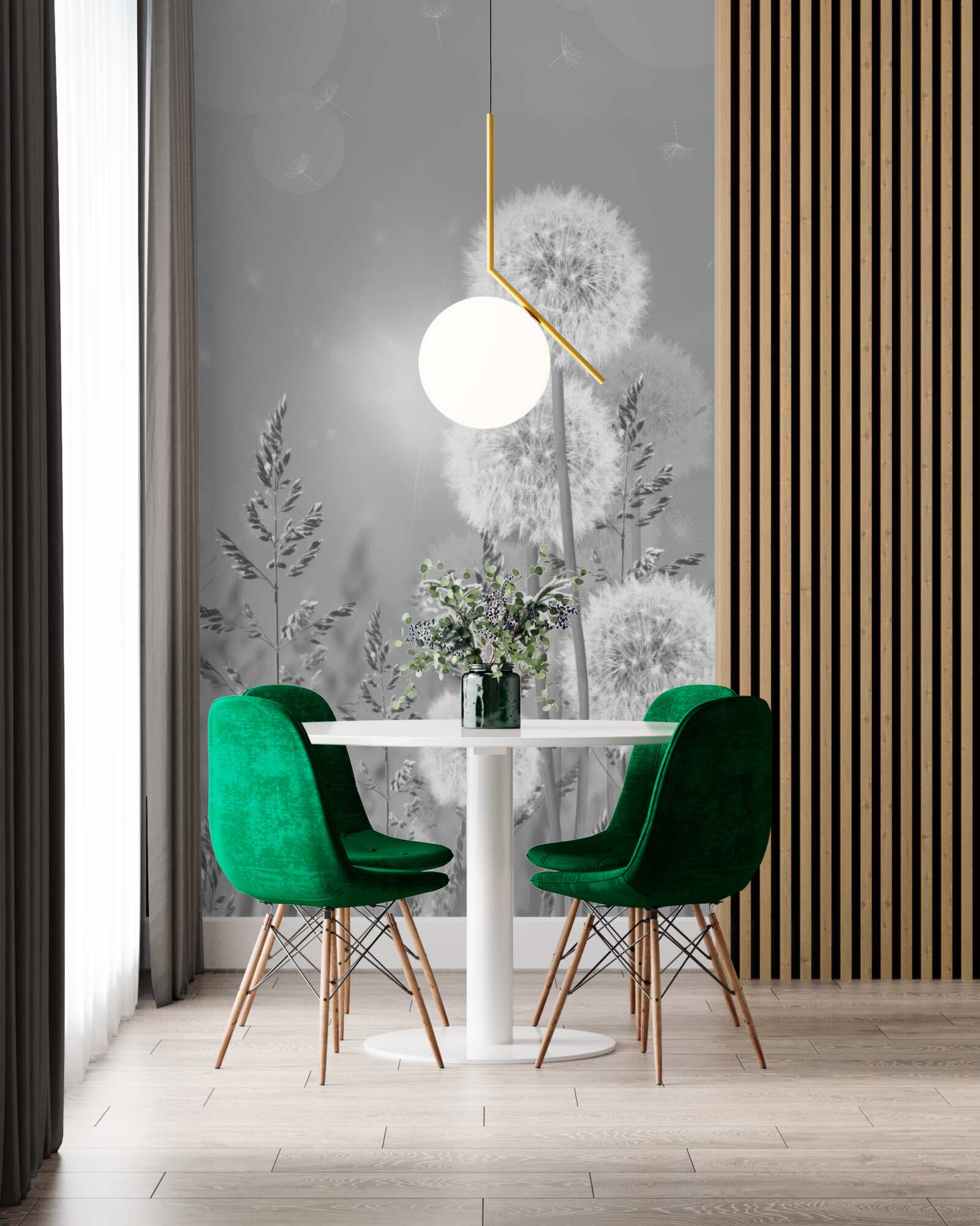 Fototapeta púpavy v odtieňoch čiernej a bielej