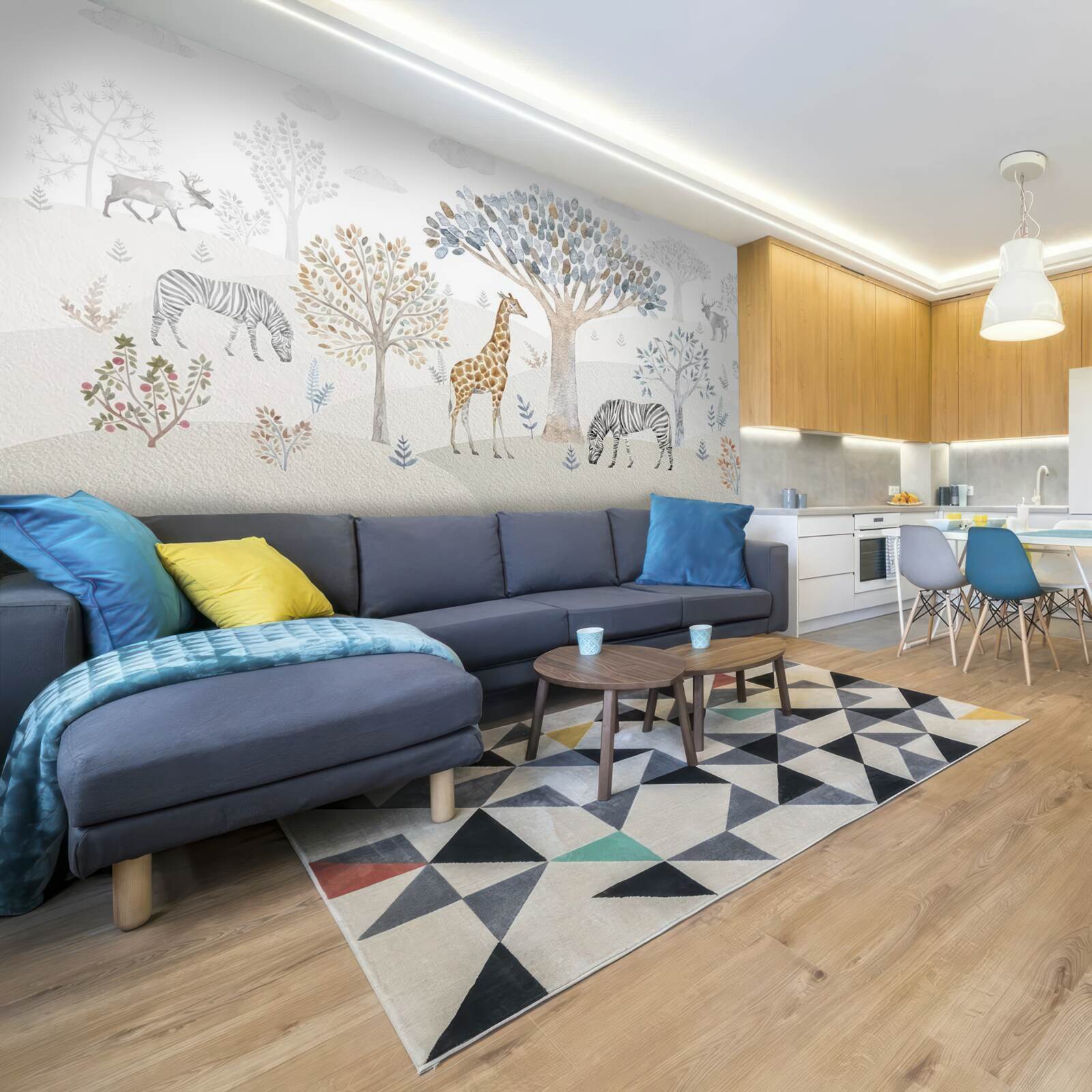 Fototapeta v lese žijú žirafy, zebry a jelene