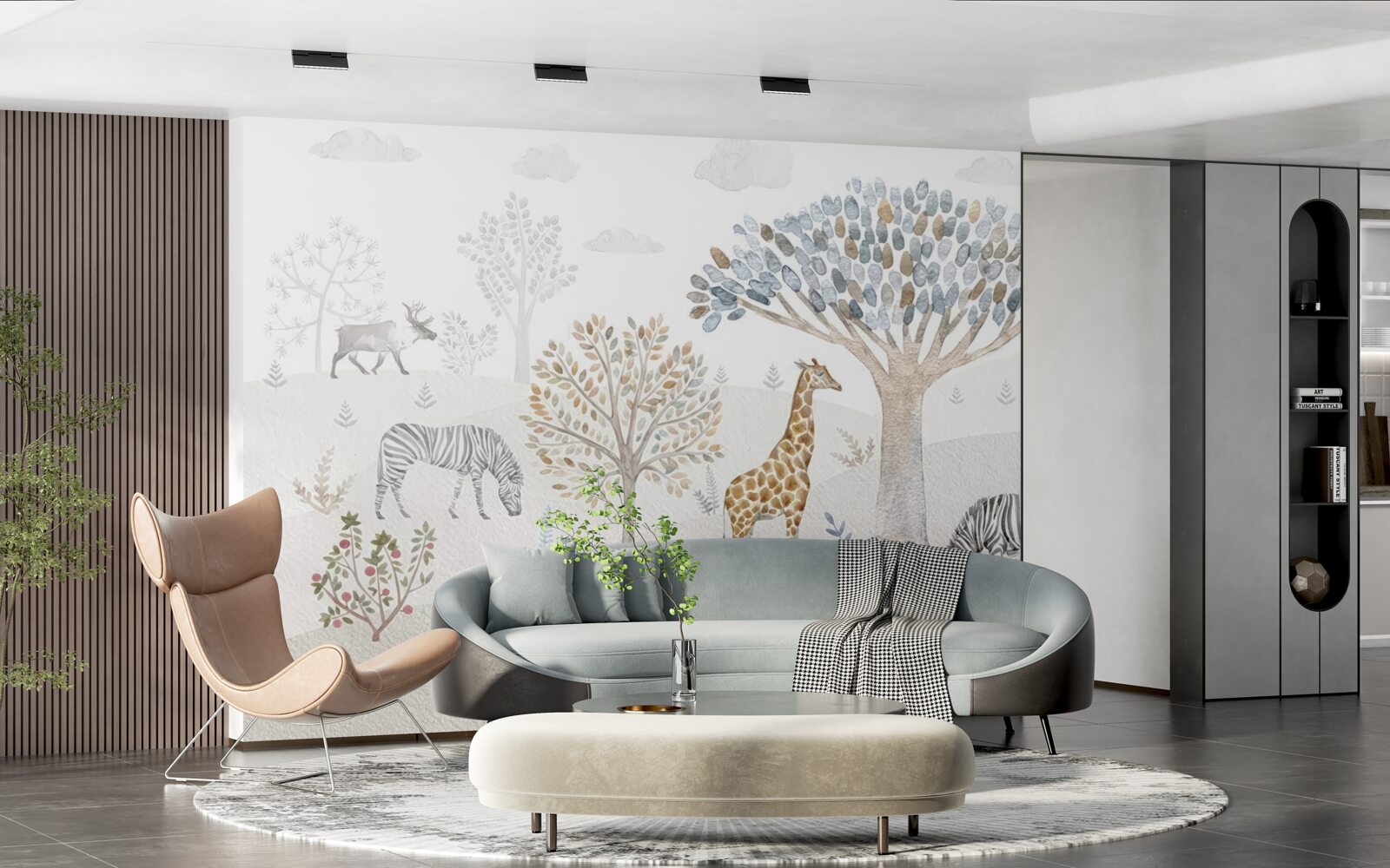 Fototapeta v lese žijú žirafy, zebry a jelene