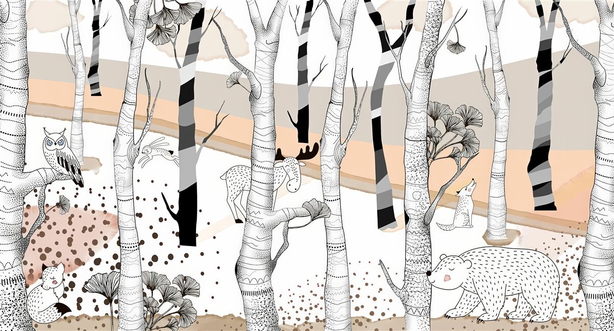 Fototapeta zobrazené zvieratá medzi stromami