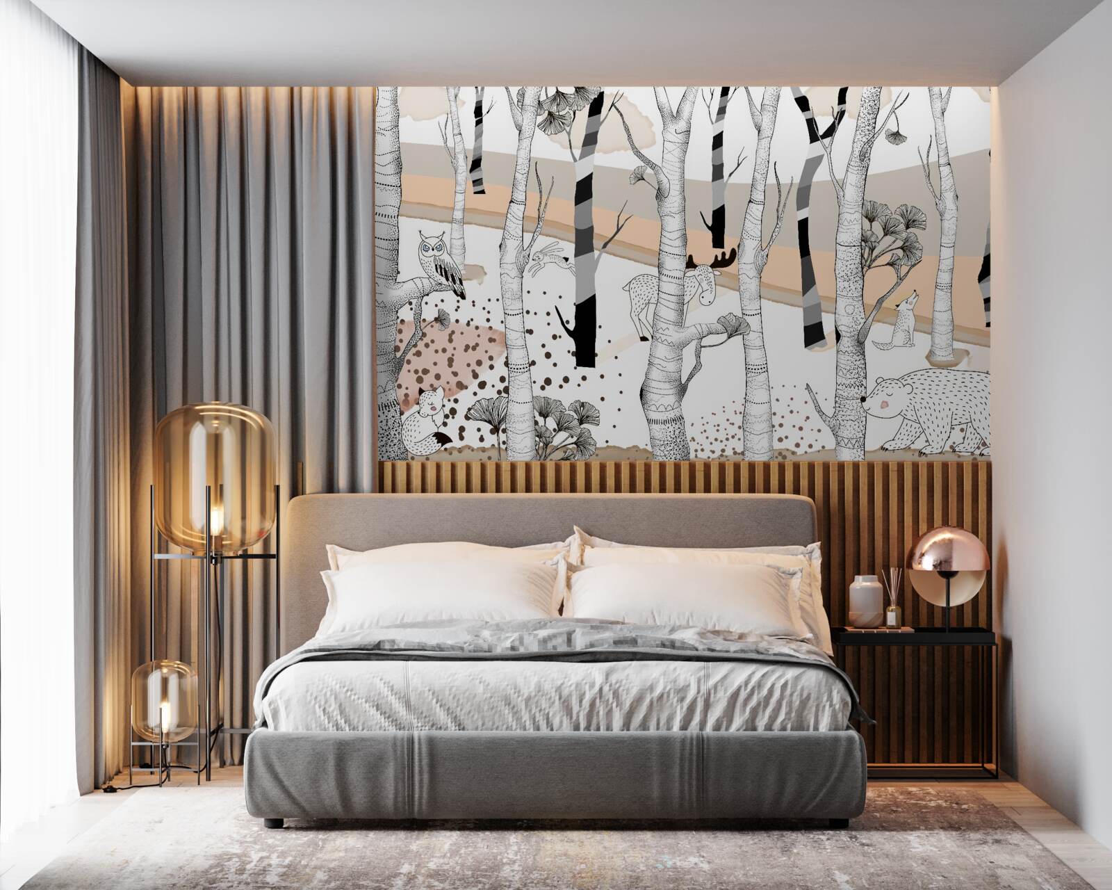 Fototapeta zobrazené zvieratá medzi stromami