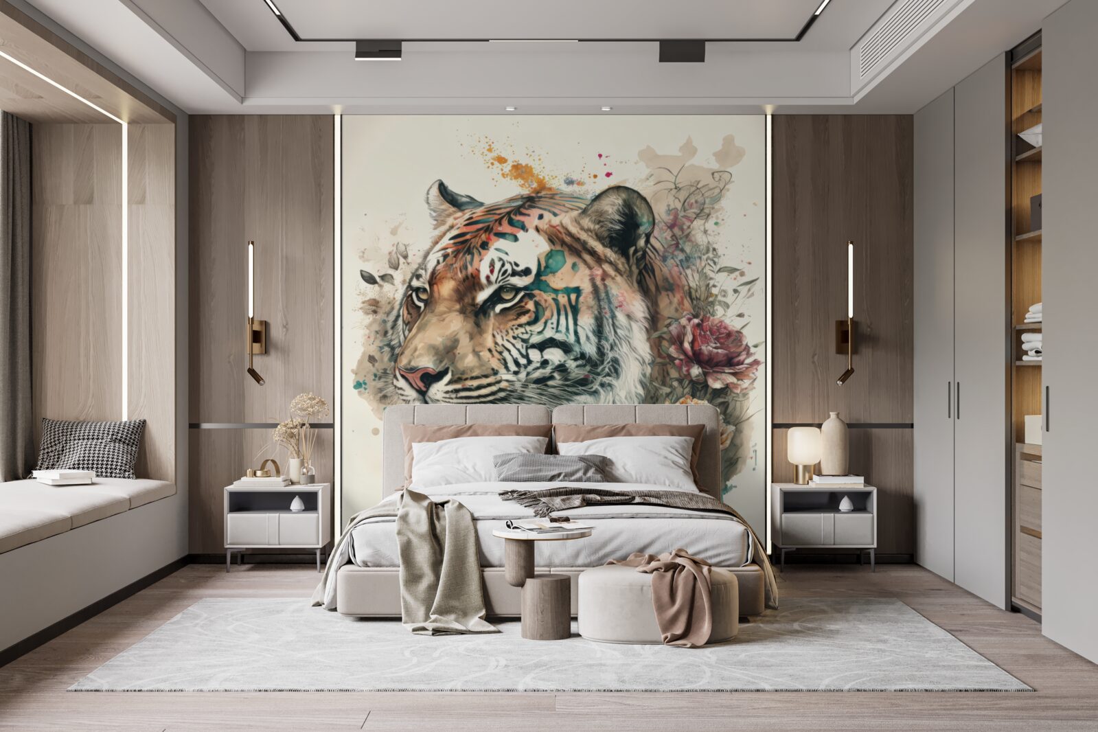 Fototapeta tiger medzi kvetmi