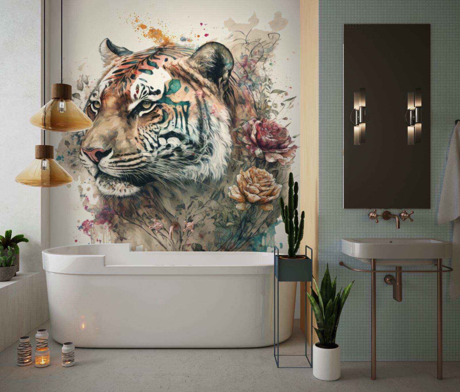 Fototapeta tiger medzi kvetmi