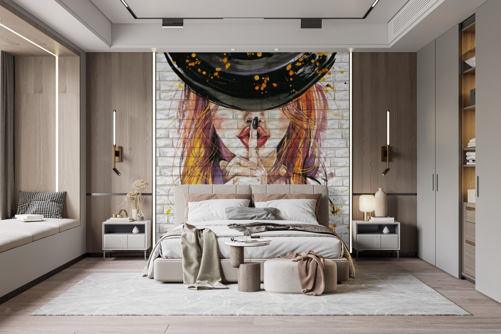 Fototapeta dievča v klobúku si zakrýva ústa prstom