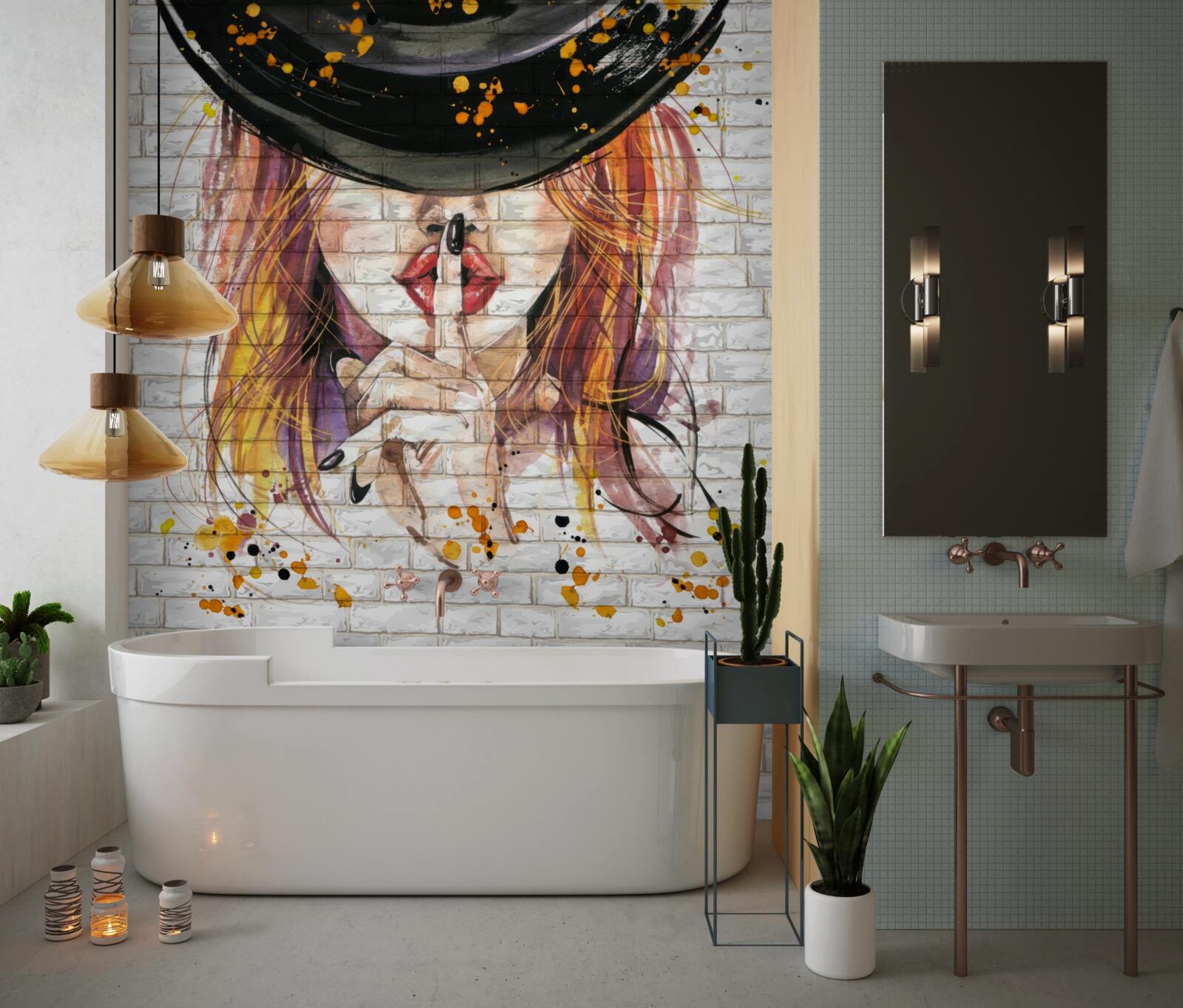 Fototapeta dievča v klobúku si zakrýva ústa prstom