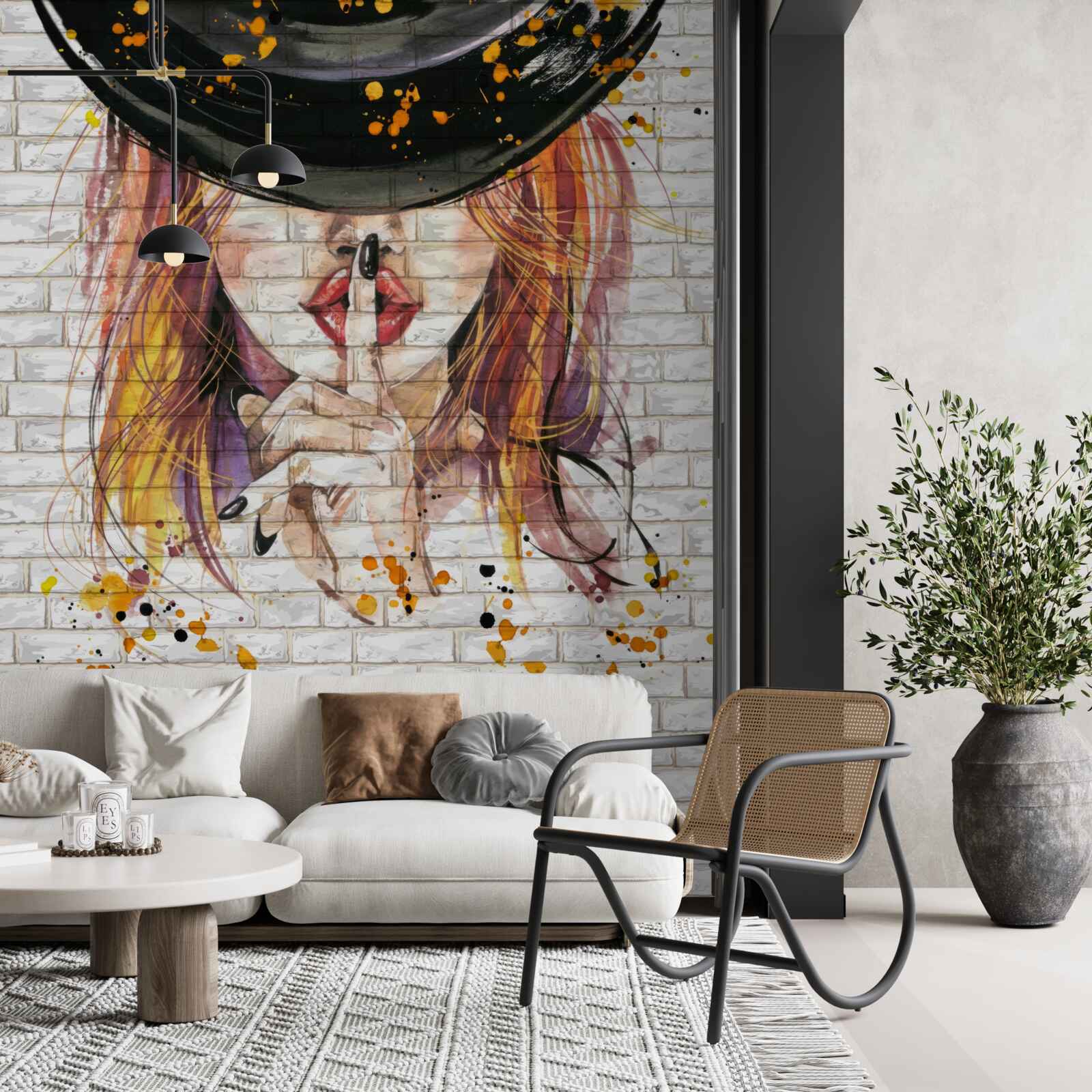 Fototapeta dievča v klobúku si zakrýva ústa prstom