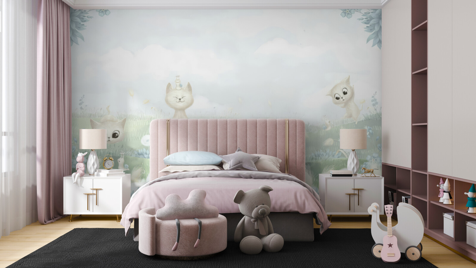 Fototapeta malé mačky na trávnatom trávniku